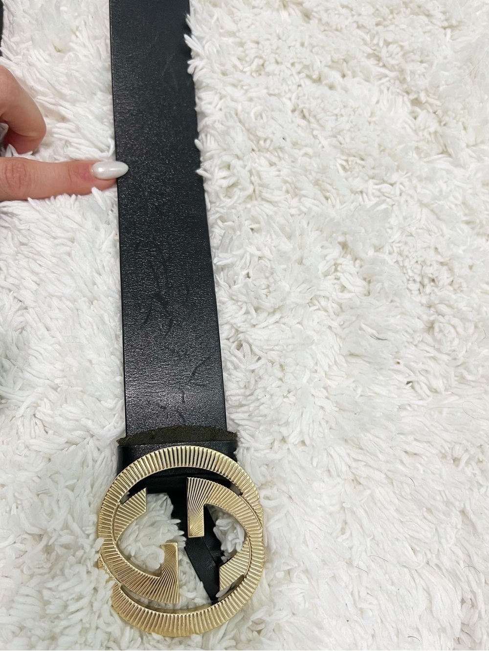 Gucci Black Leather Belt with Gold Double G Buckle Size 85 - Picture 7 of 8
